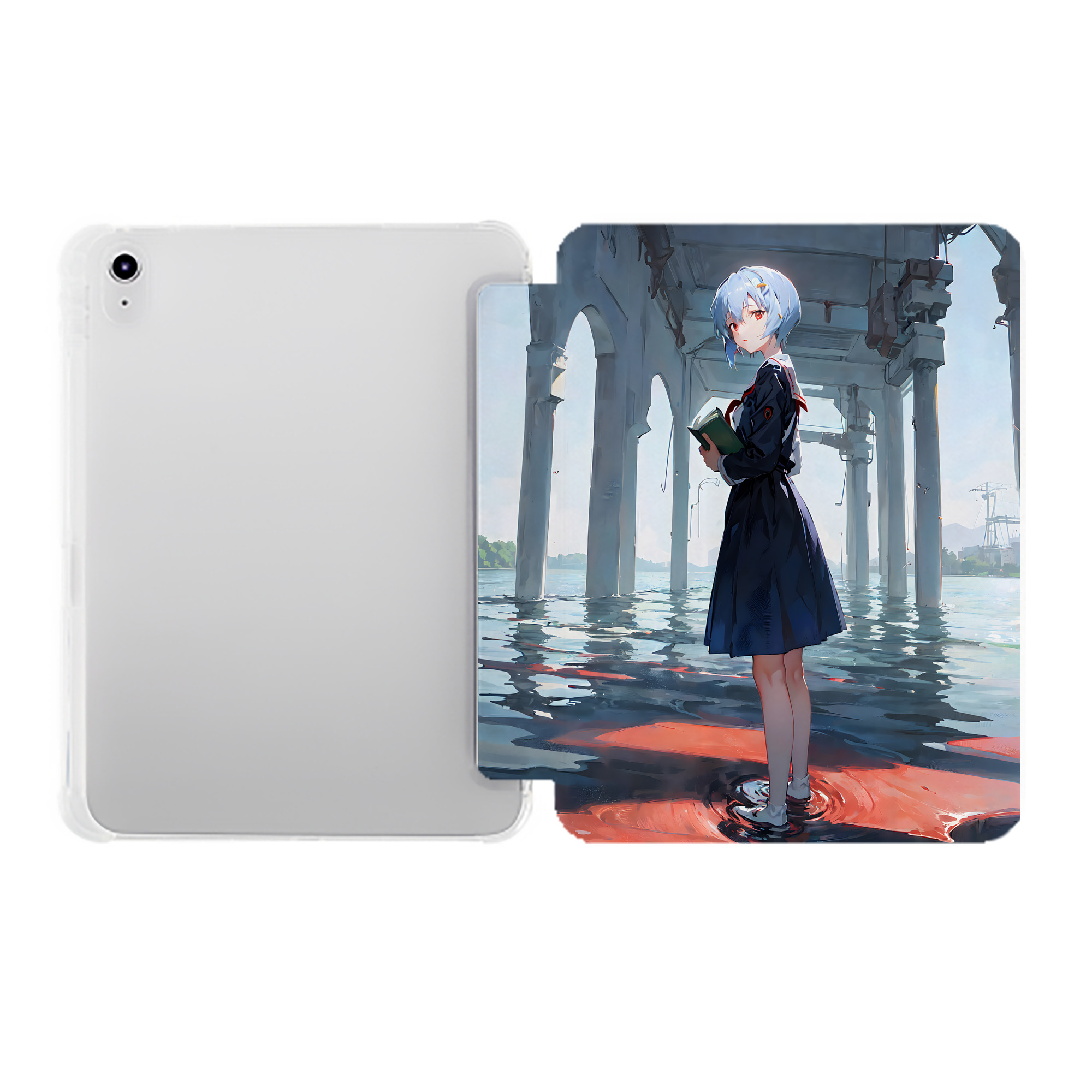 （画像用） EVA 新世紀エヴァンゲリオン IPad ケース ペン収納付き 三つ折りスタンド PUレザー×シリコン 対応機種9.5/10.5/10.9インチ